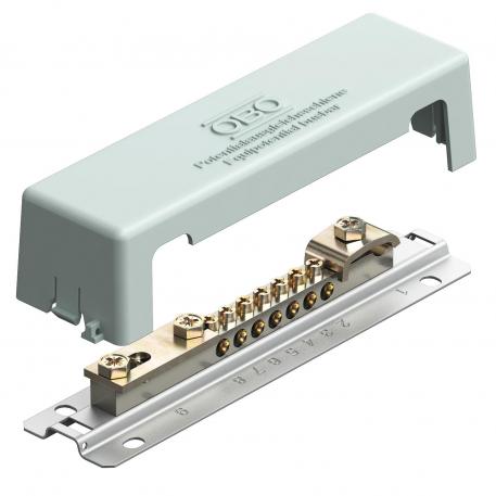 Equipotential busbar with metal base plate